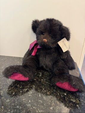 Vintage Russ Bombay Wilson Teddy Bear - Black and Purple  - 15”